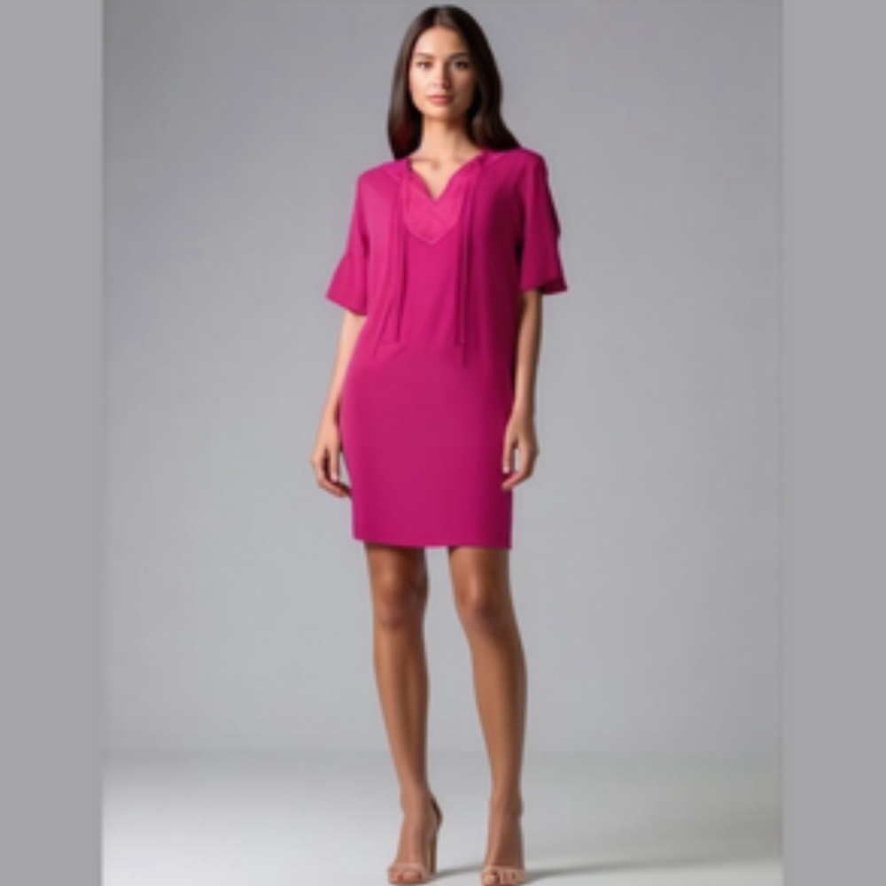 Trina Turk Pink Off the Shoulder Sheath Mini Dress
